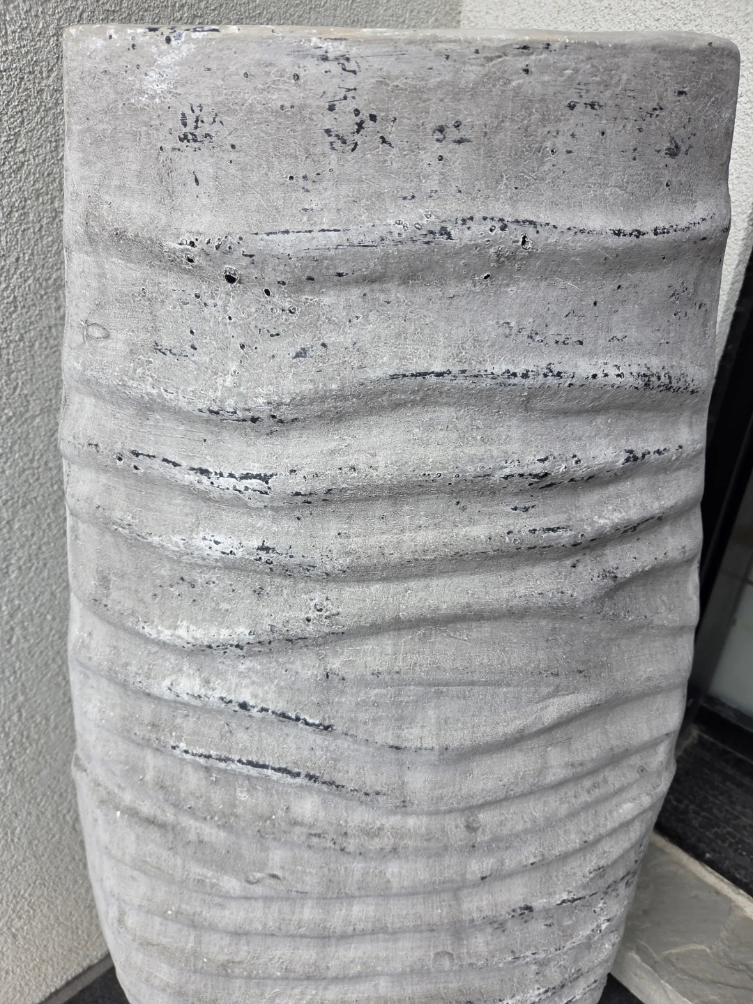 Large Grey Textured Tall Planter Pot - photo 2
