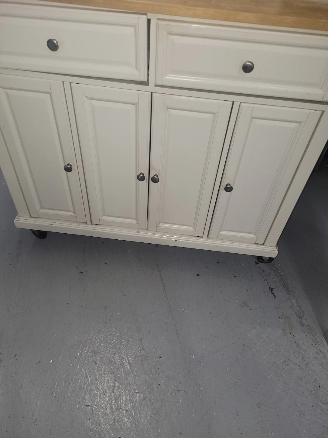 Cream Kitchen Cart with Wooden Top - photo 2