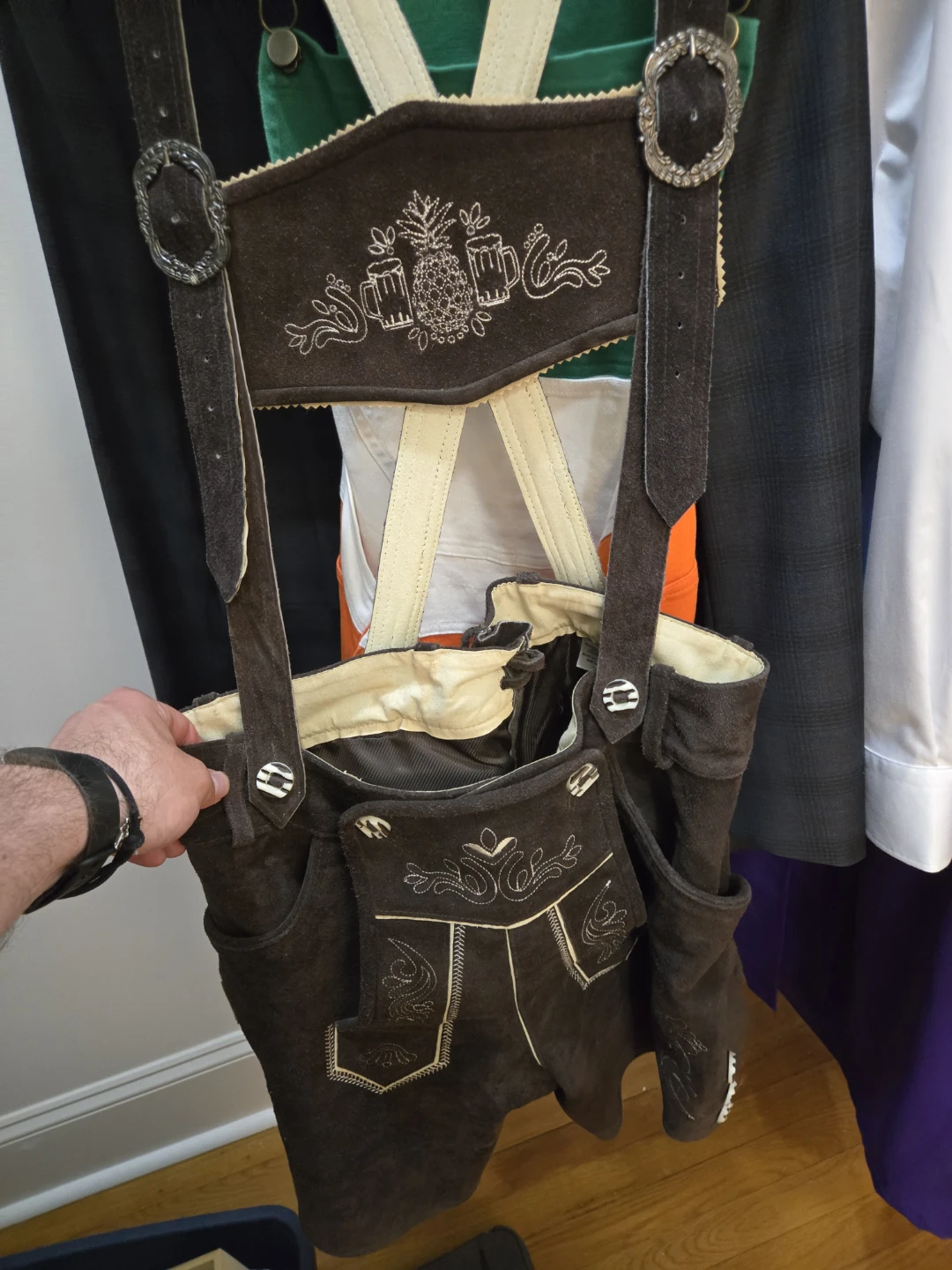 Brown Leather Lederhosen with Suspenders