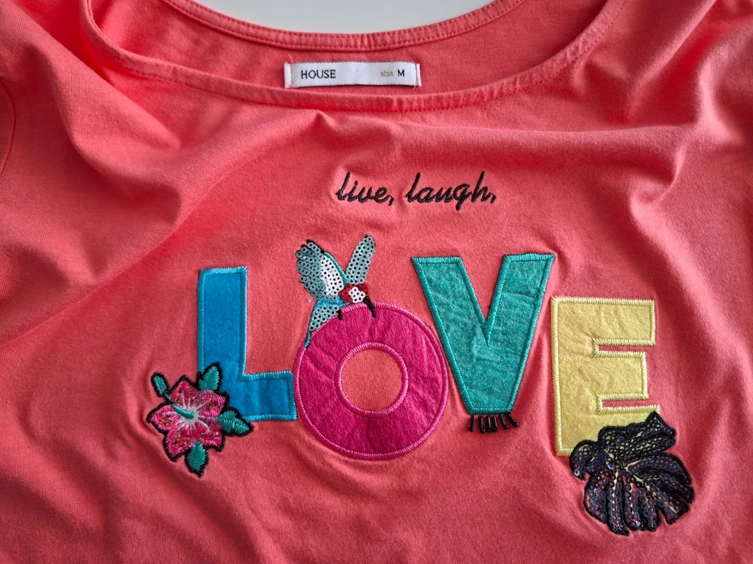HOUSE Coral 'LOVE' Graphic T-Shirt Size M - photo 3