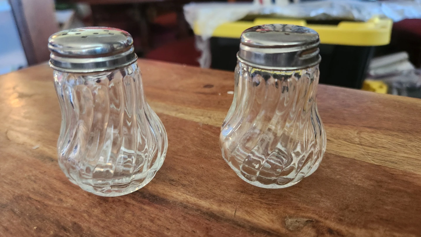 Glass salt and pepper shakers