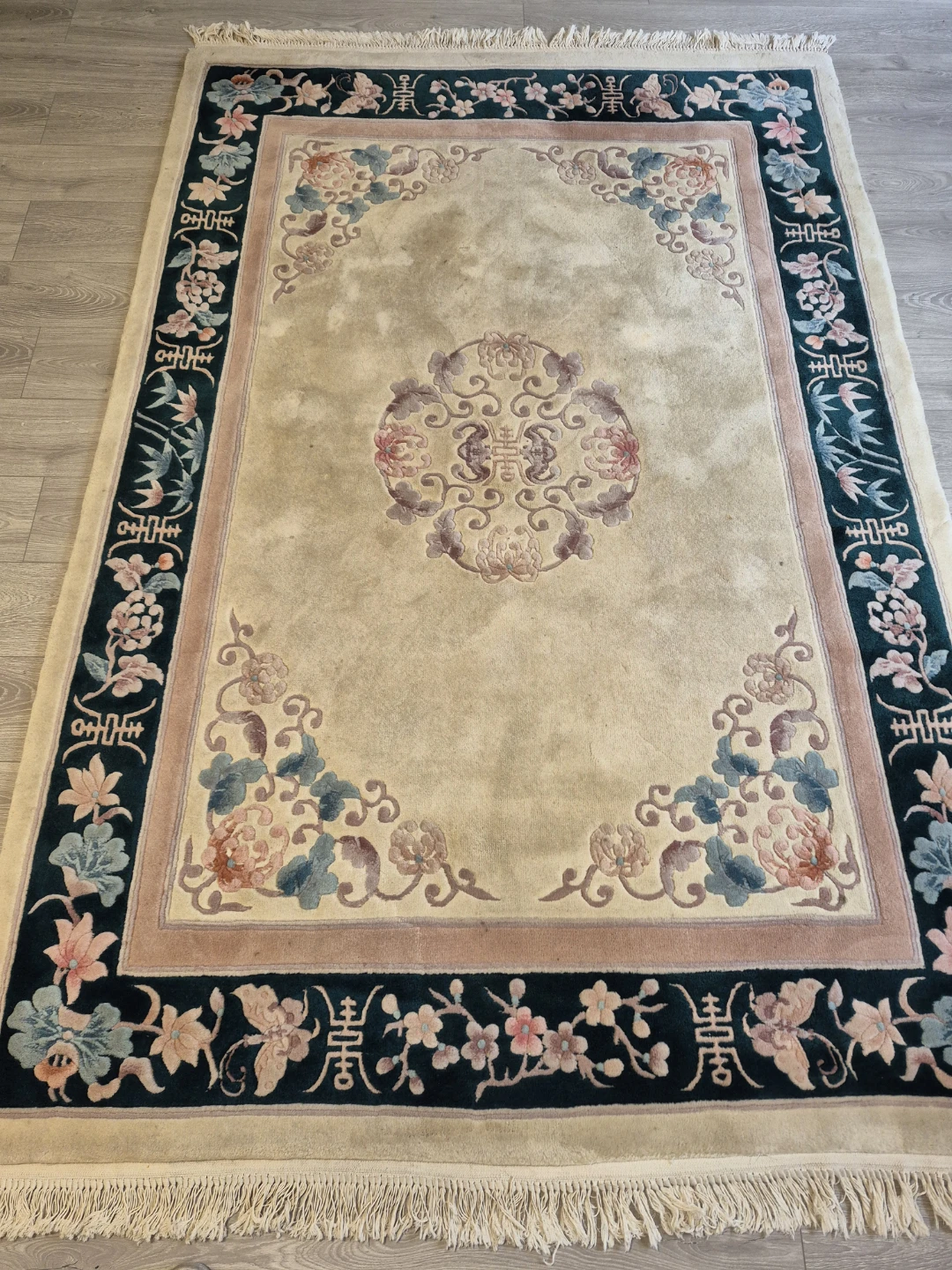 Area Rug with Floral Design and Forrest Green Border - photo 3
