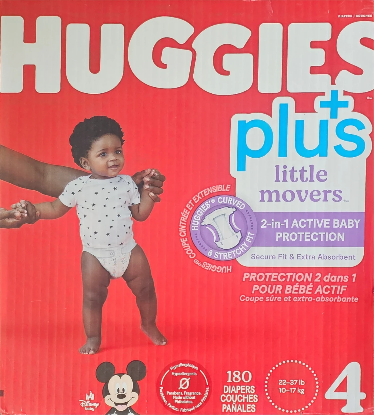 Huggies Plus Little Movers Diapers - Size 4 (180 Count)