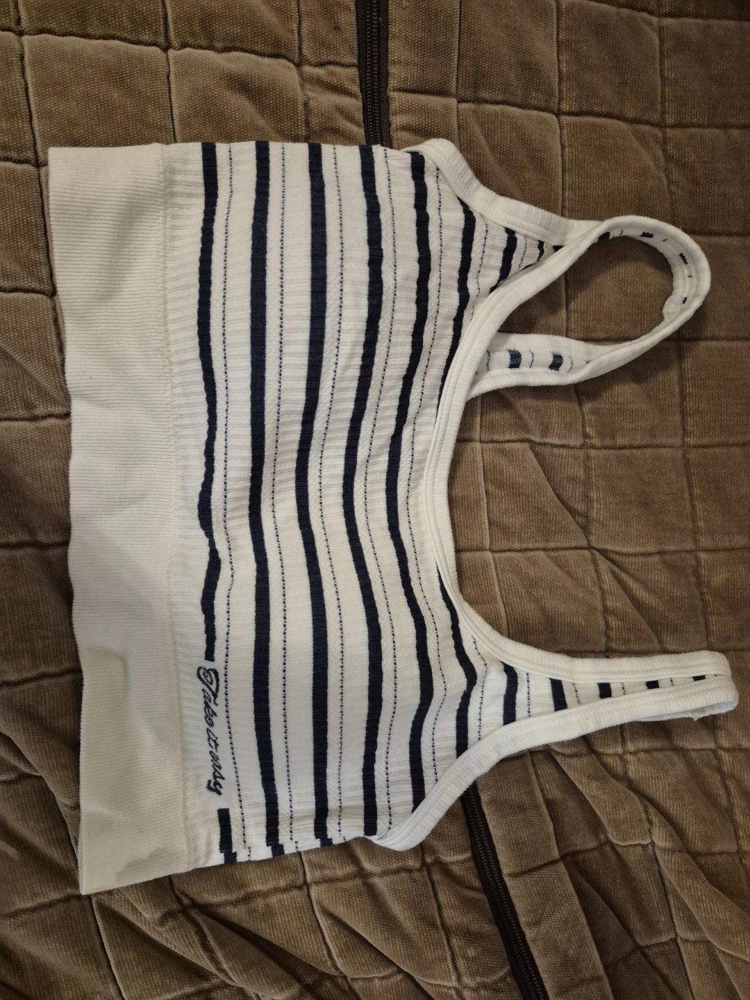 breathable small 84A striped white navy blue bra