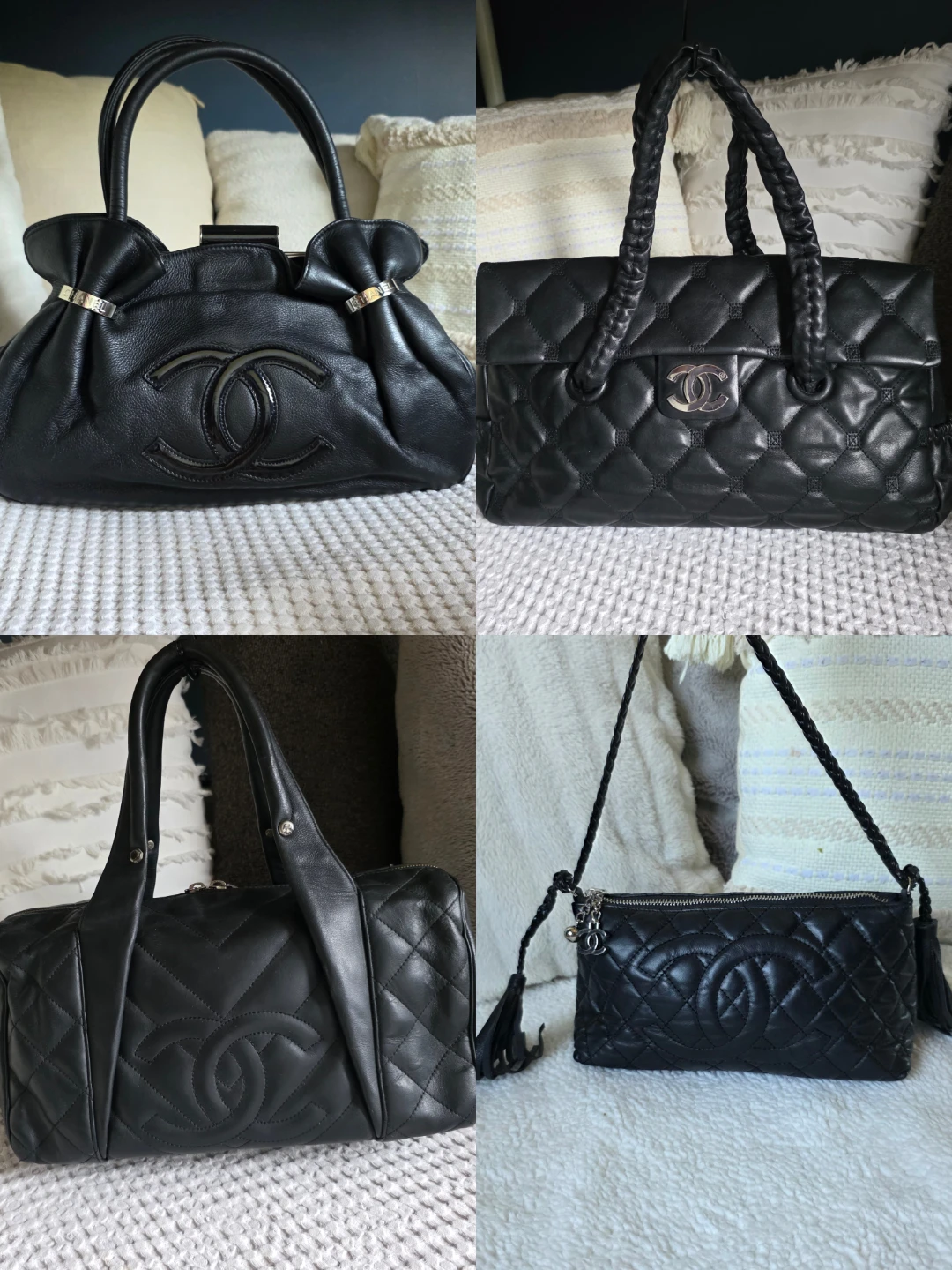 Chanel Black Leather Handbags