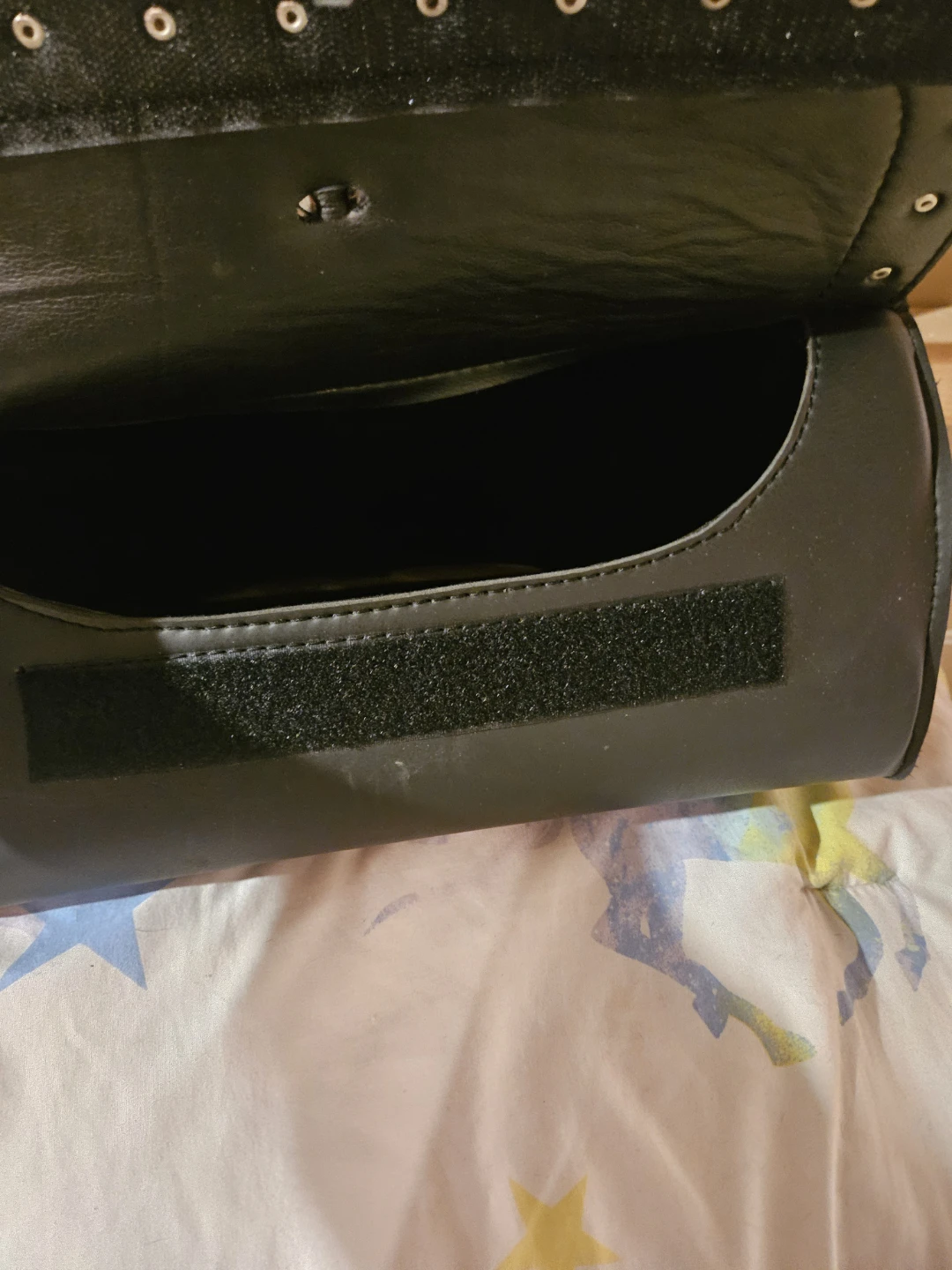 Black Leather Motorcycle Saddlebag with Studs - photo 2