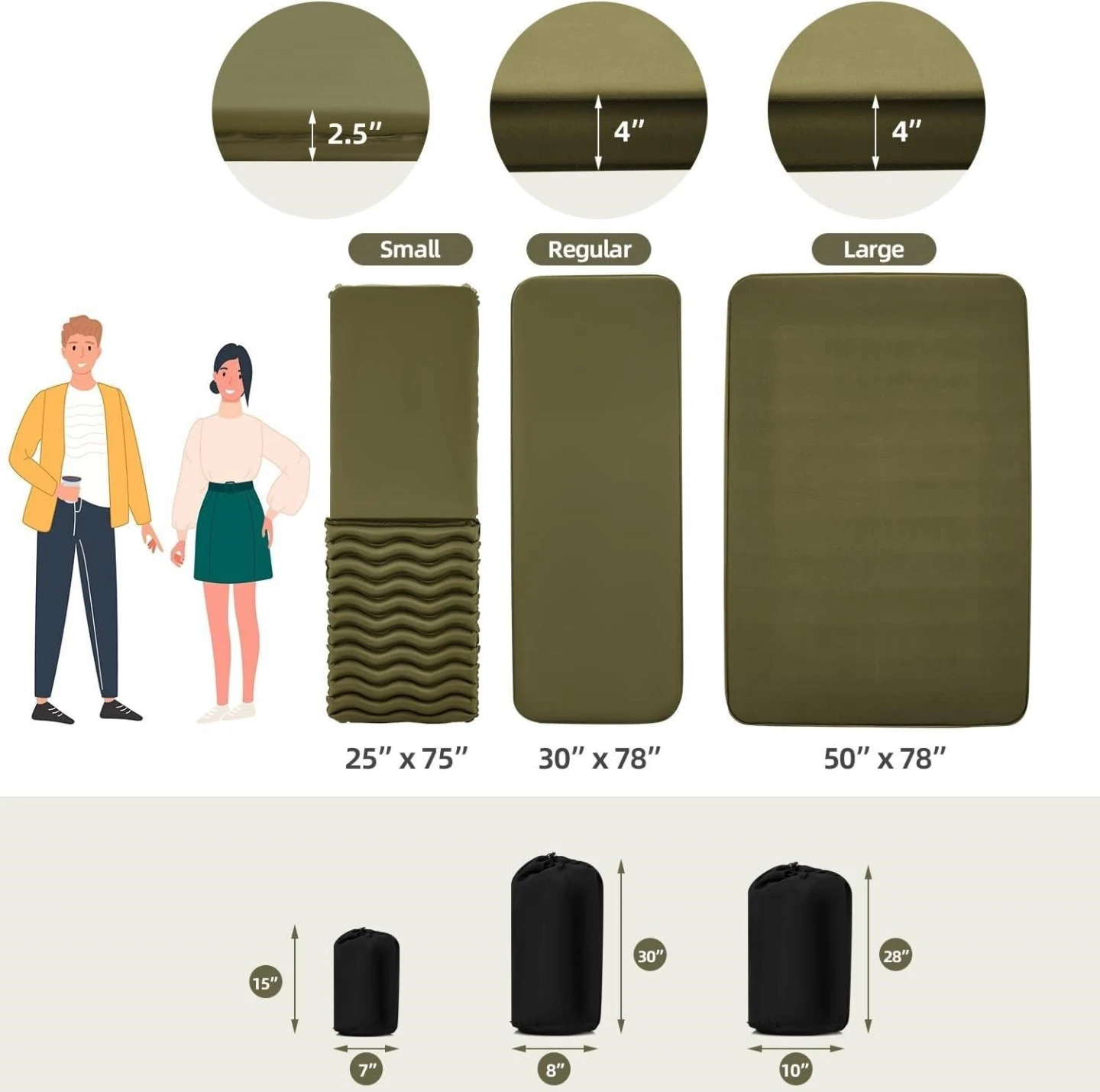 Self-Inflating Camping Mat - Olive Green - photo 2