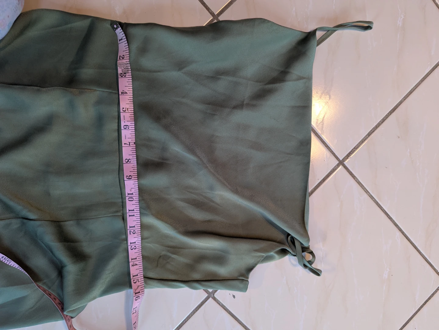 Olive Green Satin Midi Dress with Slit - photo 3