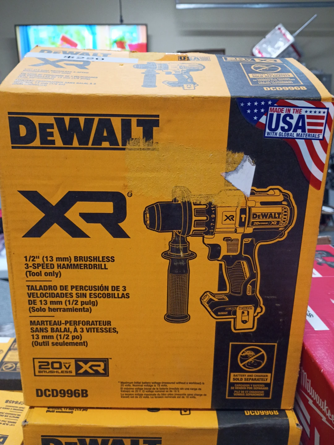 DEWALT 1/2" 20V MAX XR Brushless 3-Speed Hammerdrill DCD996B