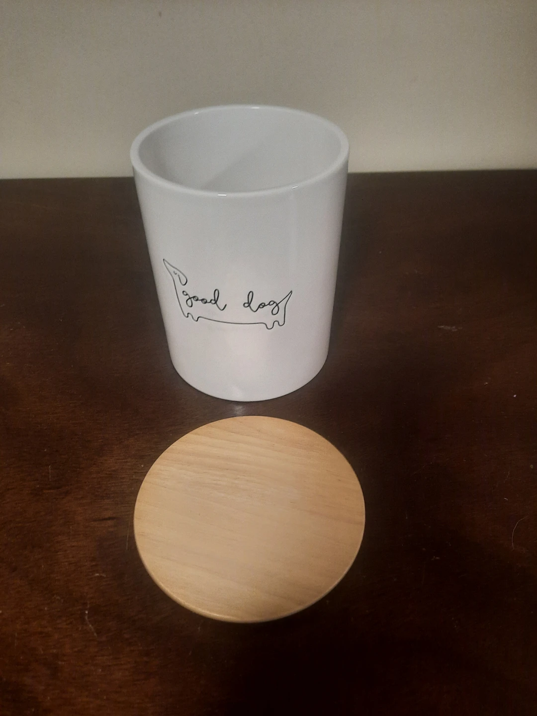 White "good dog" ceramic jar with lid - photo 2