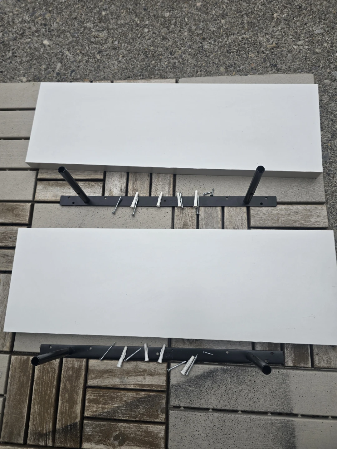 Floating wall-mounted shelves