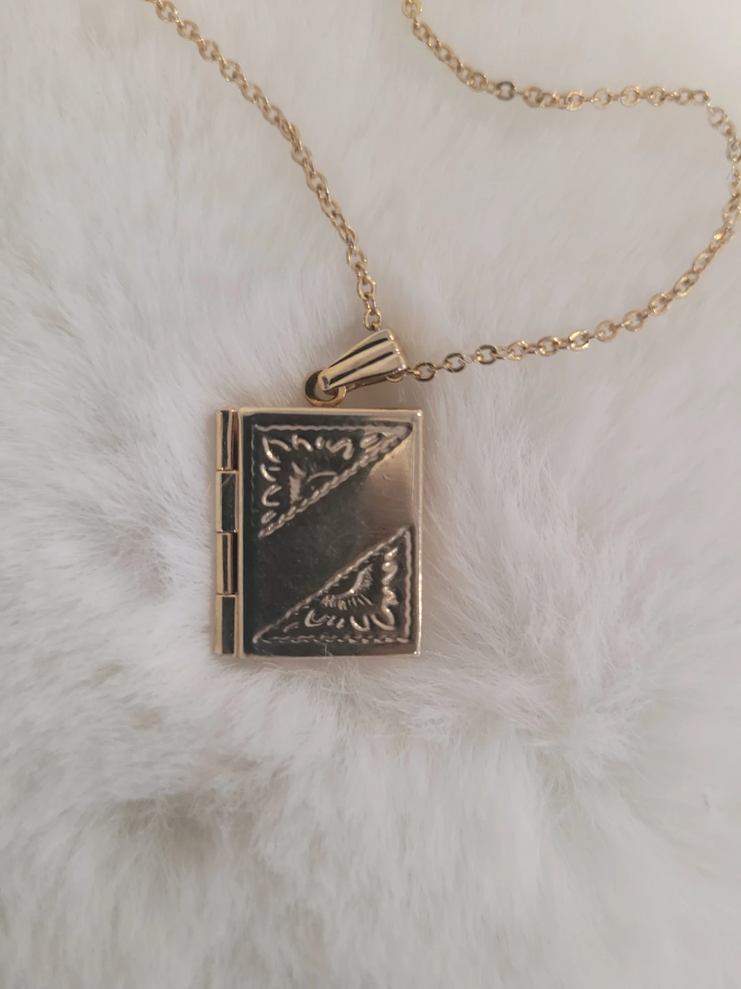 Gold Tone Book Locket Necklace - photo 2