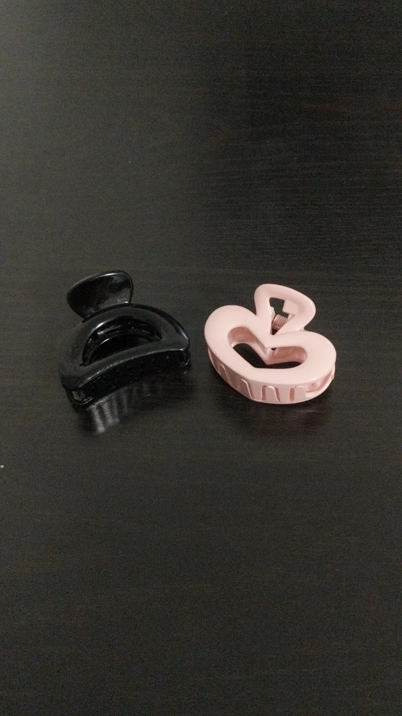2 Claw Hair Clips - Black and Pink