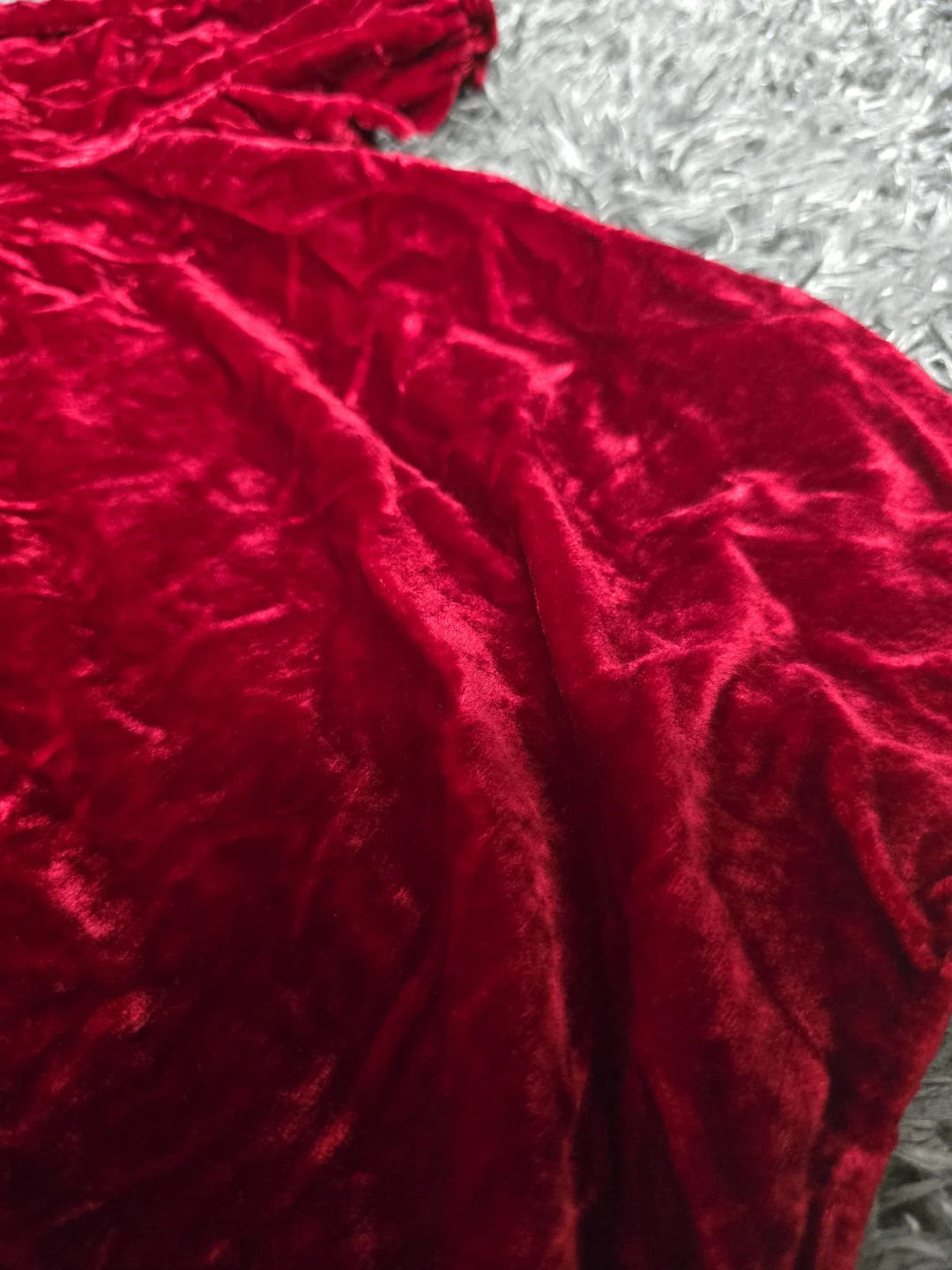 Velvet Red Puff Sleeve Top (S) - photo 3