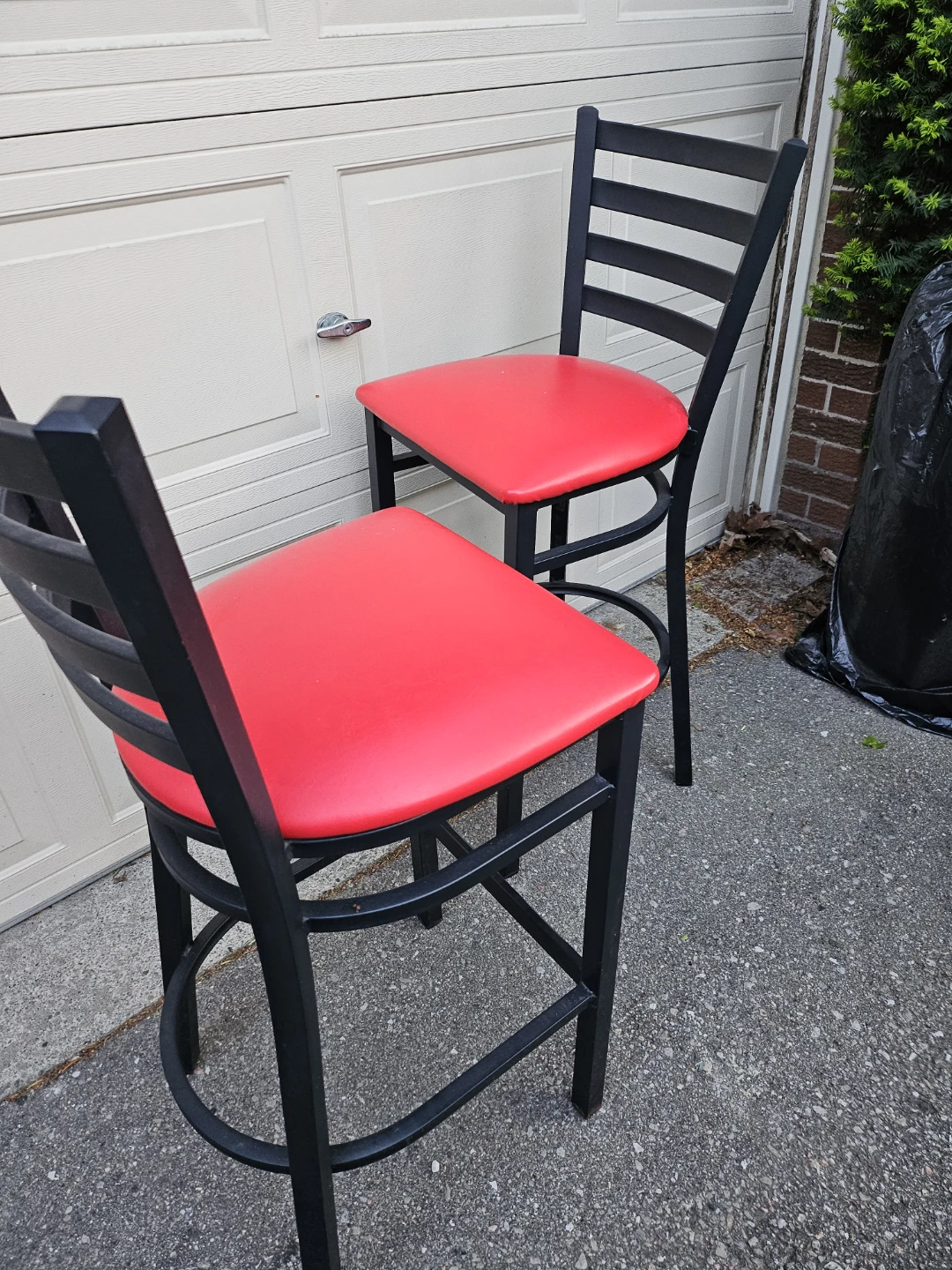 2 x Red Bar  iron Stools