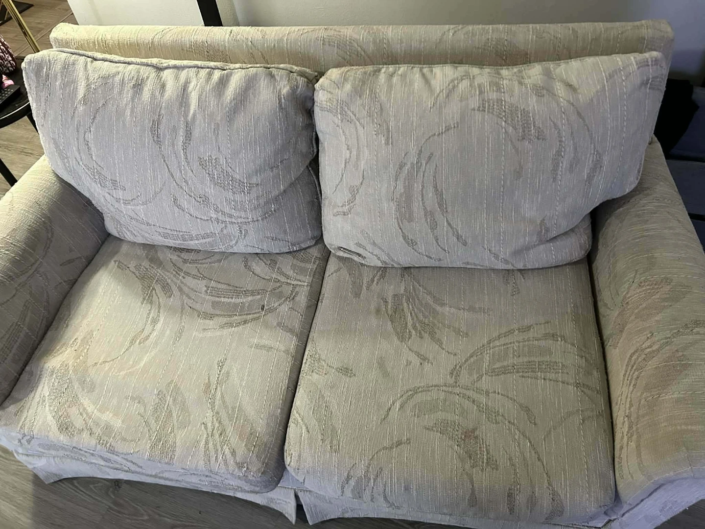 Cream Floral Loveseat Sofa