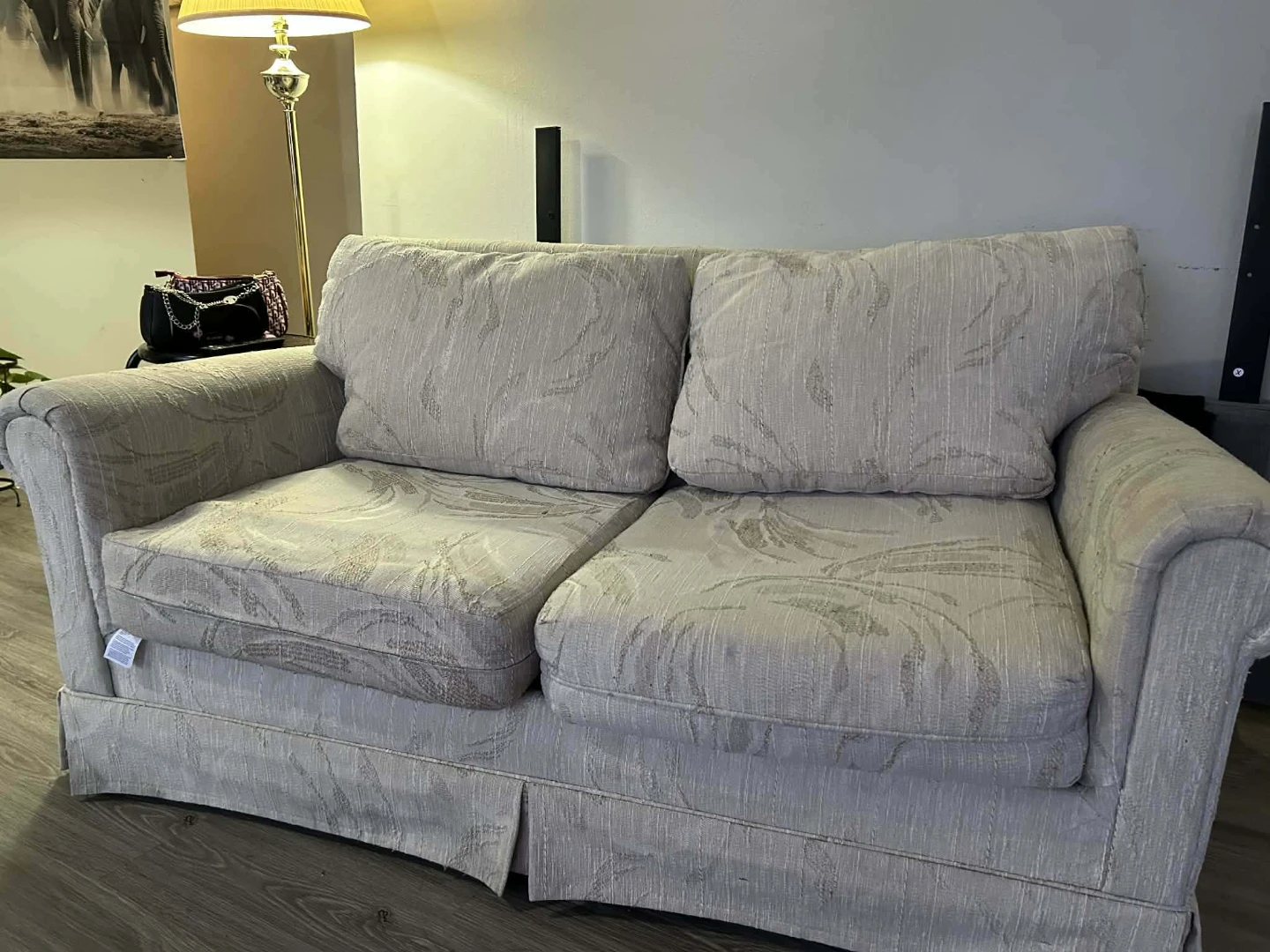 Cream Floral Loveseat Sofa - photo 2