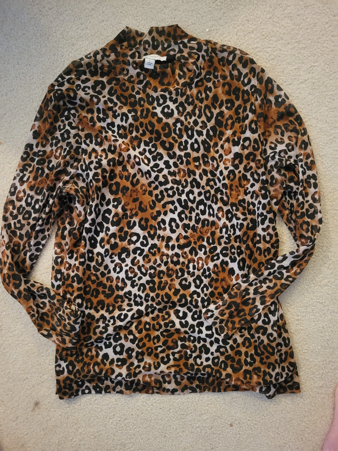 Nine West Leopard Print Long Sleeve Top