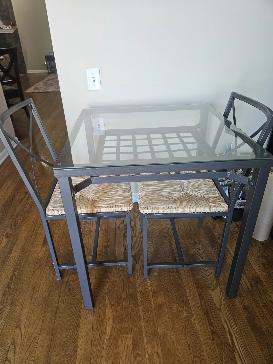 Glass Top Dining Set with 2 Chairs