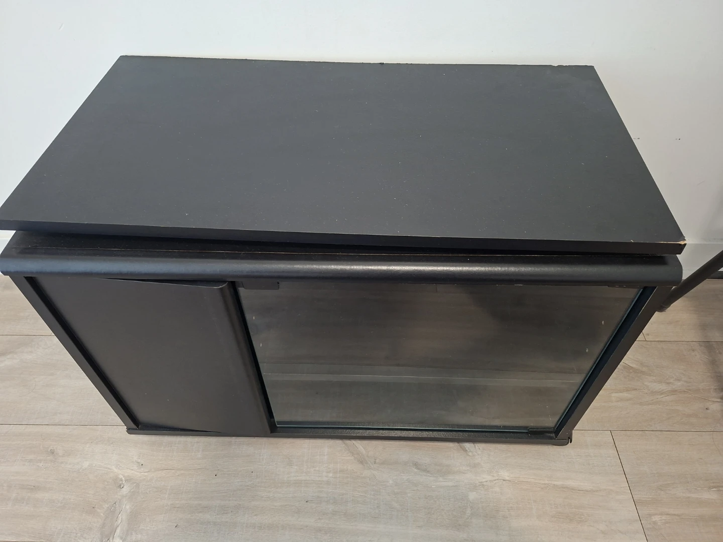 Black Media Console TV Stand with Glass Door