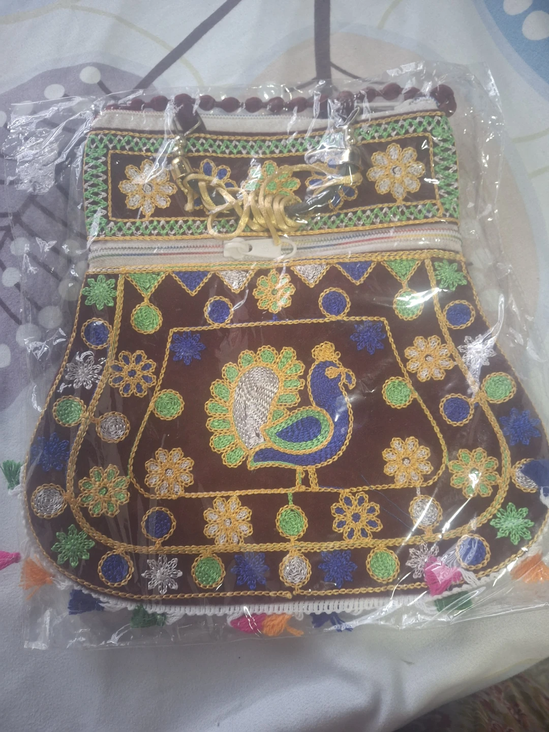 Embroidered Peacock Clutch Purse