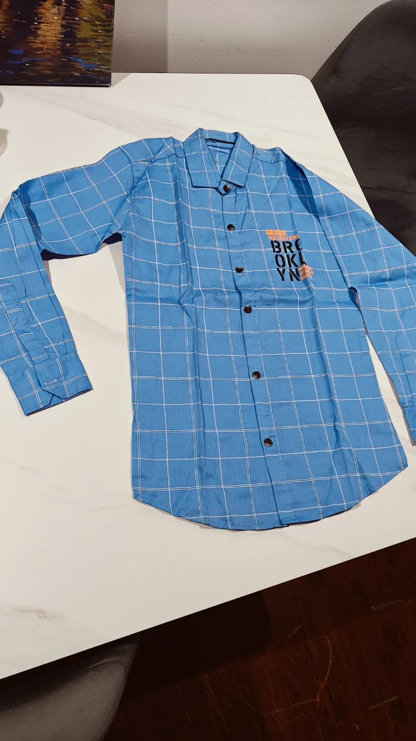 Blue Plaid Shirt with Brooklyn Graphic - photo 3