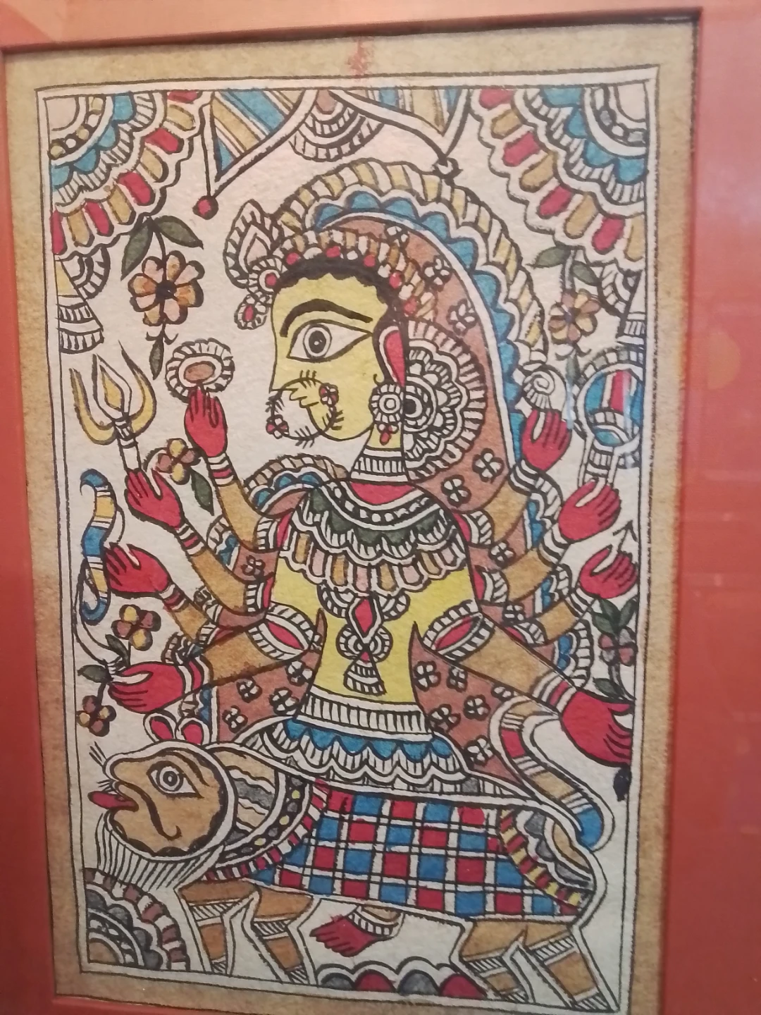 Authentic Hand-Painted Madhubani – Goddess Durga on Vahana - photo 3