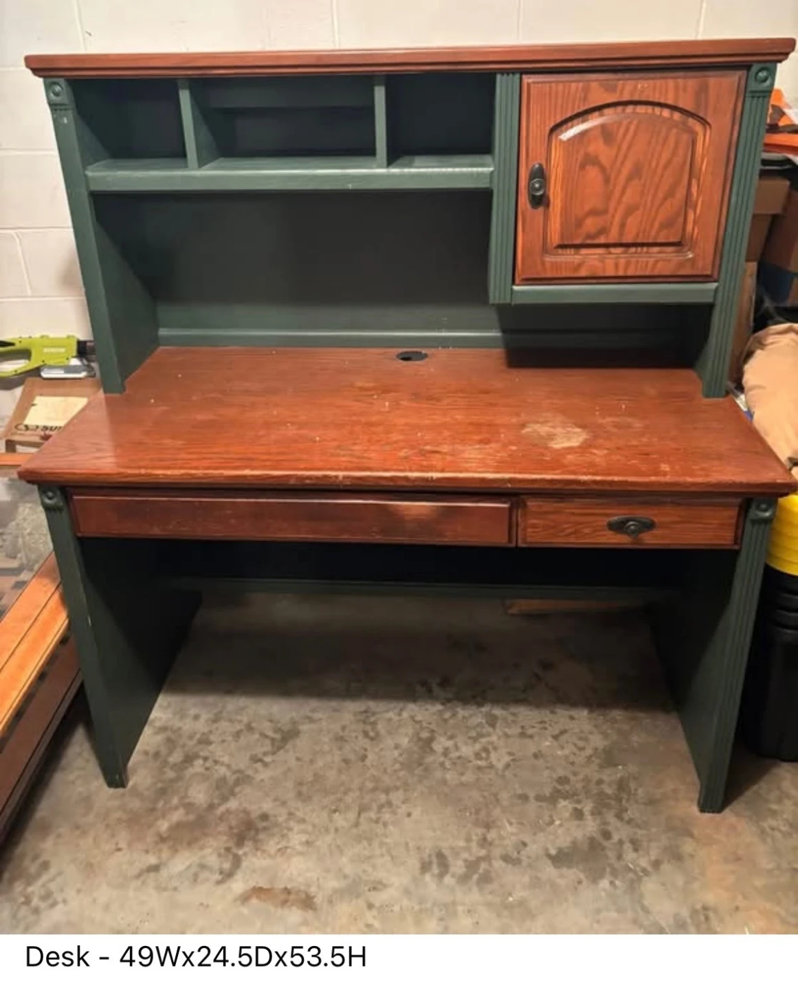 Wooden Desk with Hutch