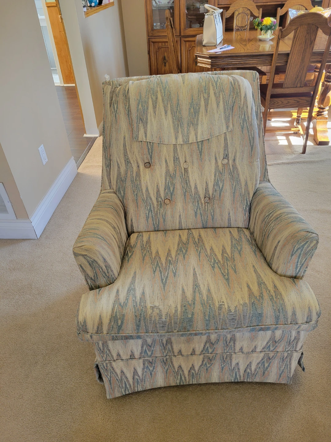 Two upholstered accent swivel rocker chairs - photo 2