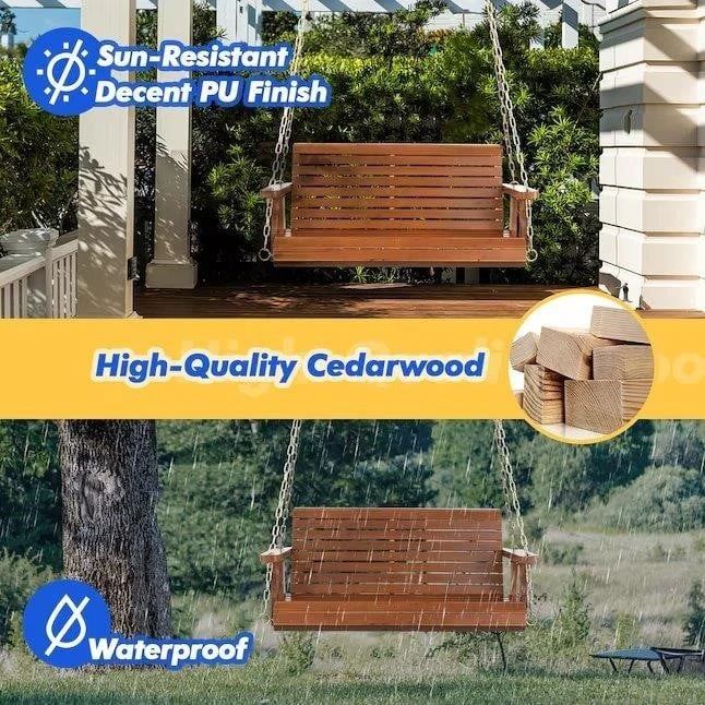 Cedarwood Porch Swing with Sun-Resistant Finish - photo 3