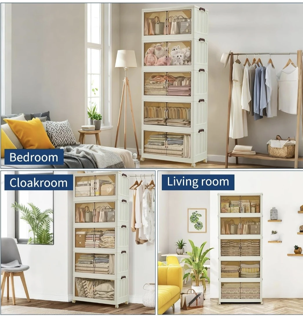 Cream 3-Tier Storage Cabinet with Wheels - photo 2