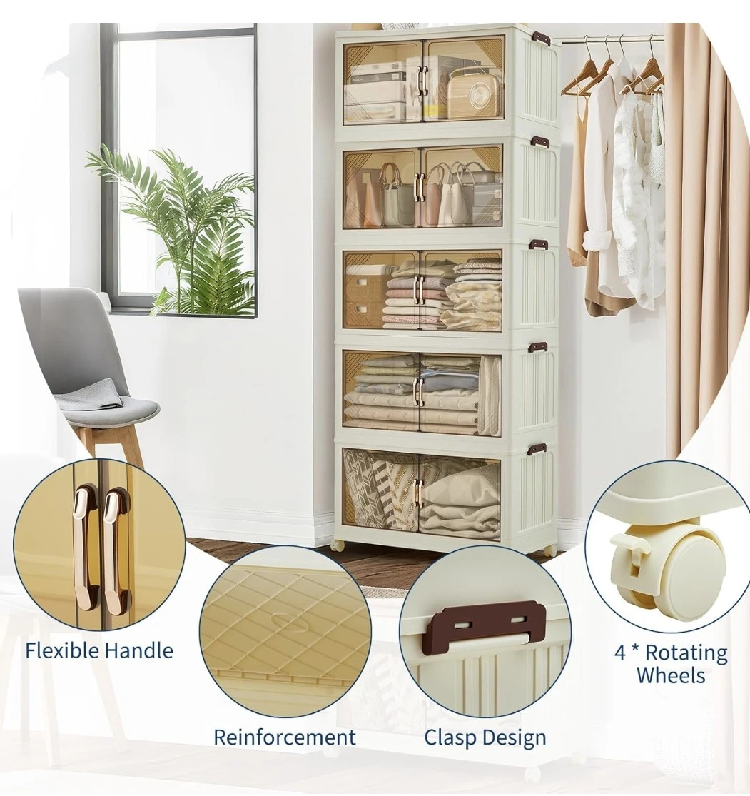 Cream 3-Tier Storage Cabinet with Wheels - photo 3