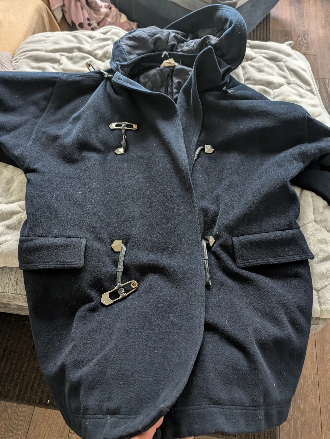 Gianni Versace Navy Blue Toggle Coat