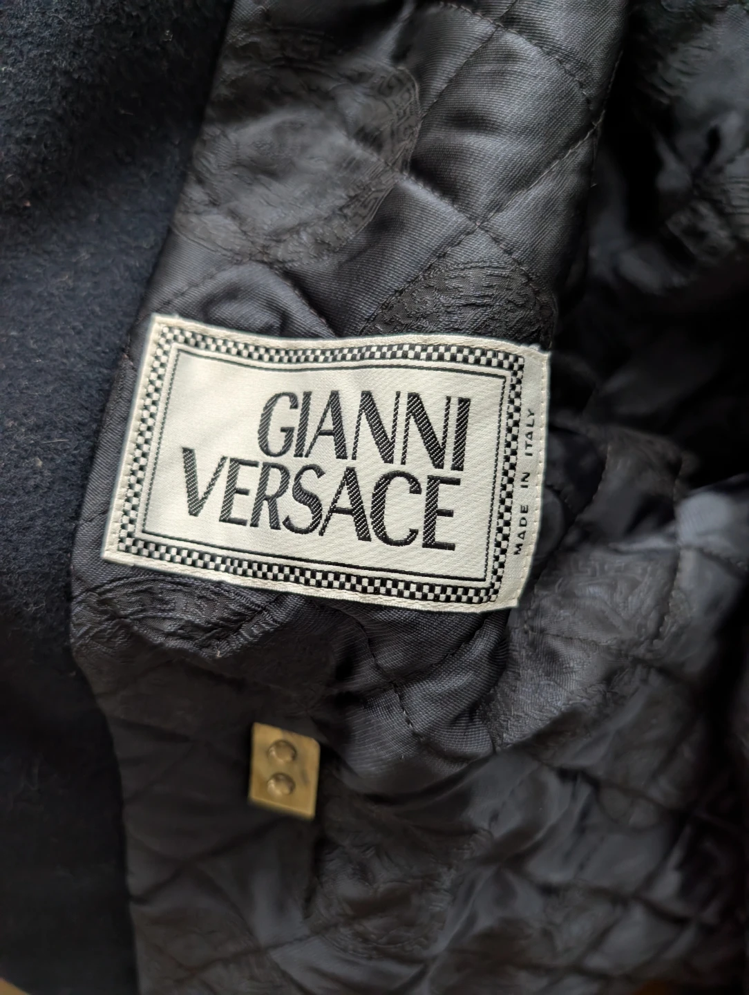 Gianni Versace Navy Blue Toggle Coat - photo 2