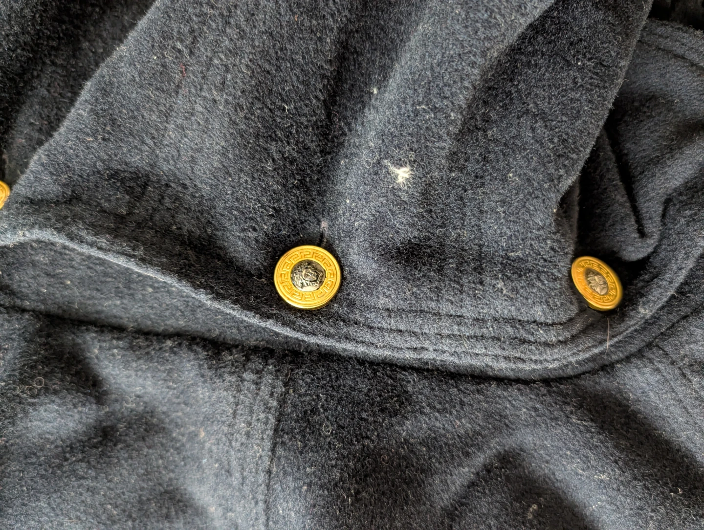 Gianni Versace Navy Blue Toggle Coat - photo 4
