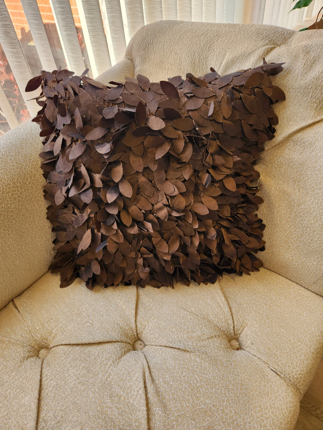Brown Leaf Accent Throw Pillow - photo 2