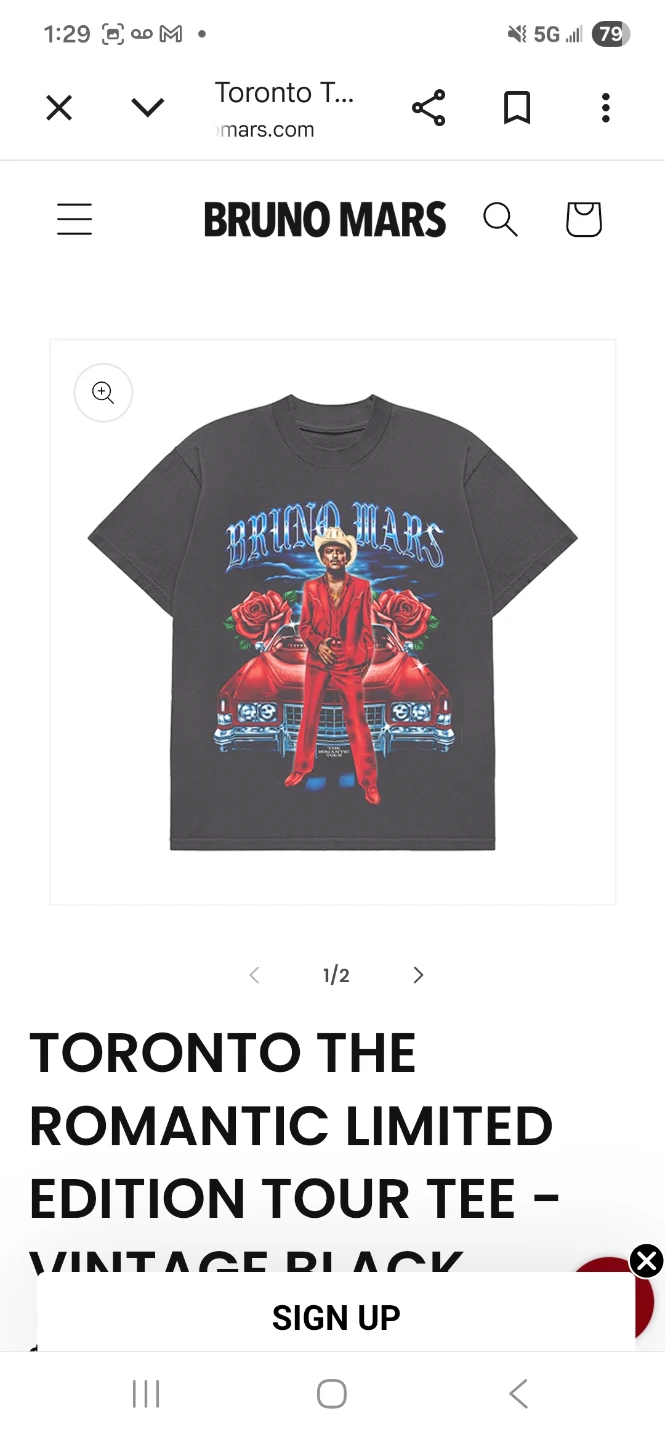 Bruno Mars The Romantic Tour Toronto Limited Edition Tee