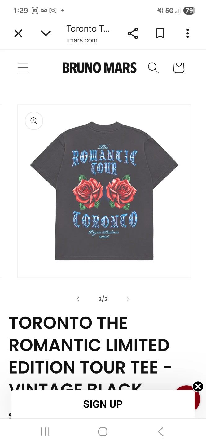 Bruno Mars The Romantic Tour Toronto Limited Edition Tee - photo 2