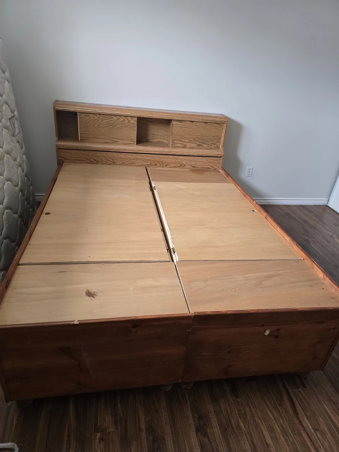 Used queen bed box with headboard and free mattress