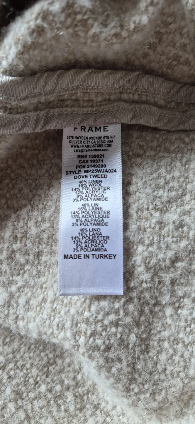 FRAME Men's Tweed Shirt Jacket - Size S/P - photo 4