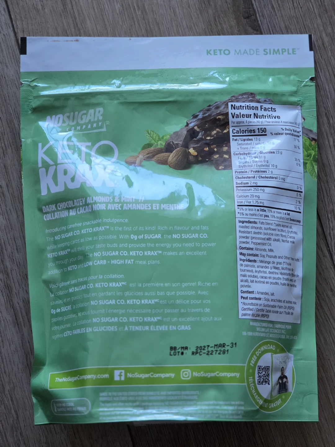 [No Sugar Company] Keto Krax Dark Chocolatey Almonds & Mint - photo 2