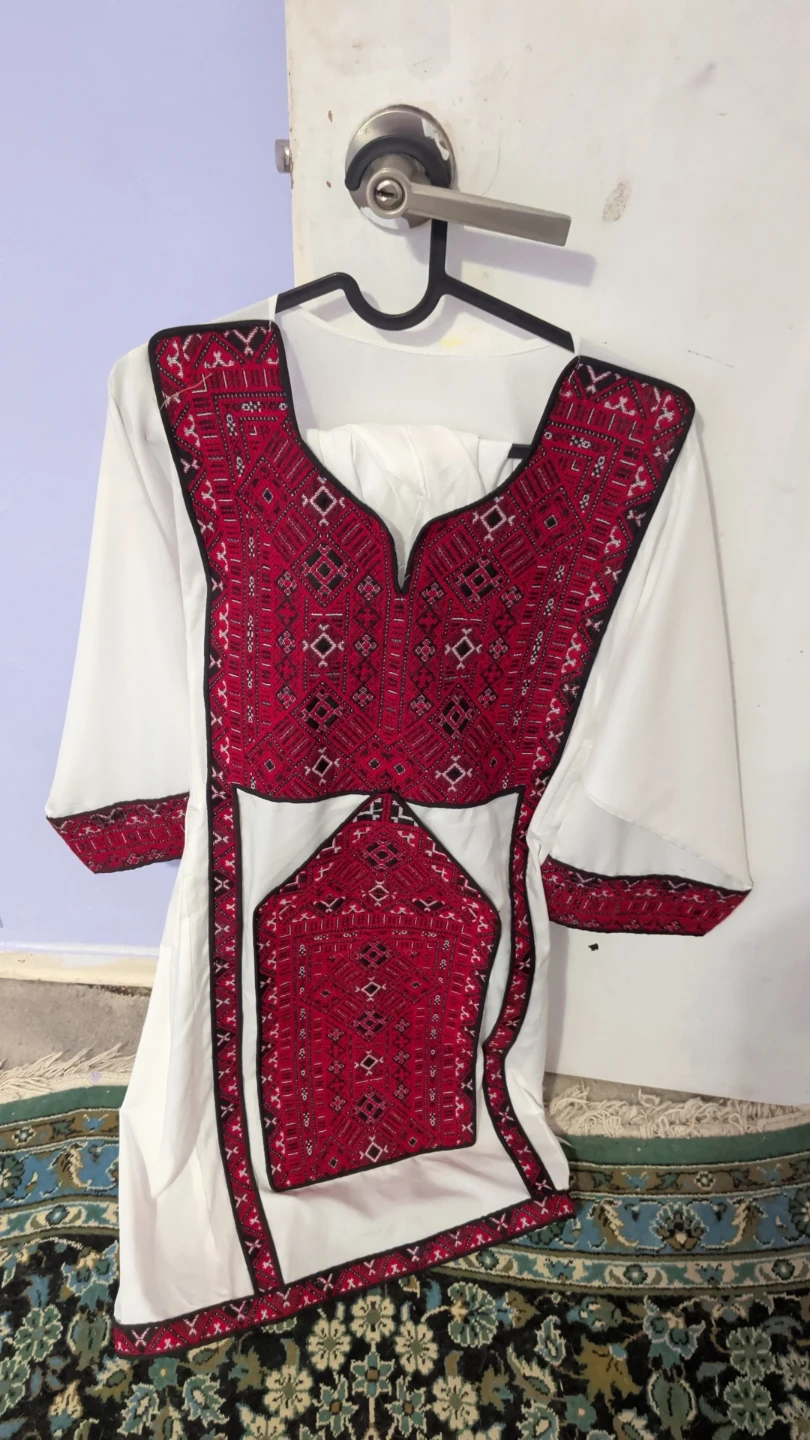 Embroidered White Kurti with Red Design 2 pieces