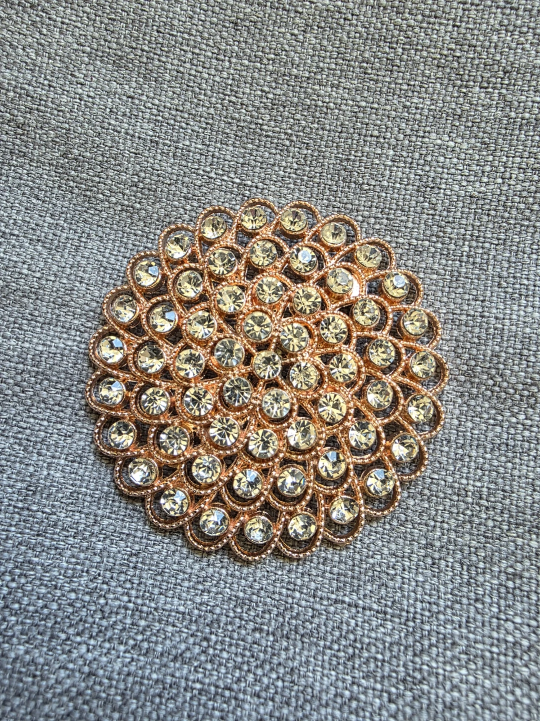 Rose Gold Brooch with Clear Rhinestones