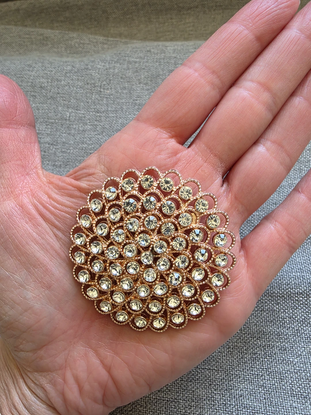 Rose Gold Brooch with Clear Rhinestones - photo 3