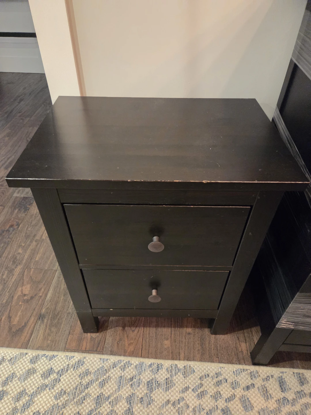 Dark Brown 2-Drawer Nightstand