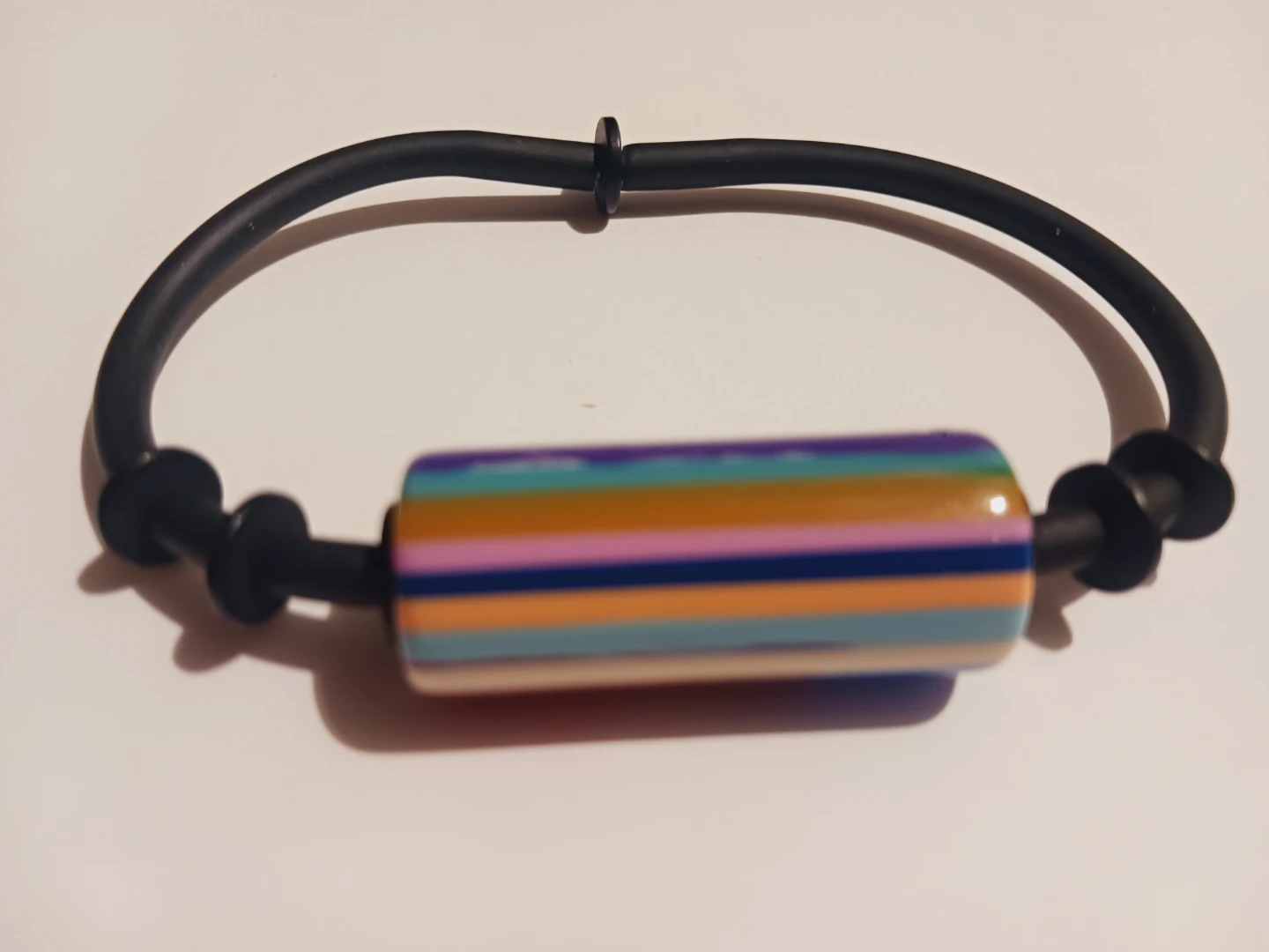Unique One of a Kind Striped Cylinder handmade Bracelet - photo 3