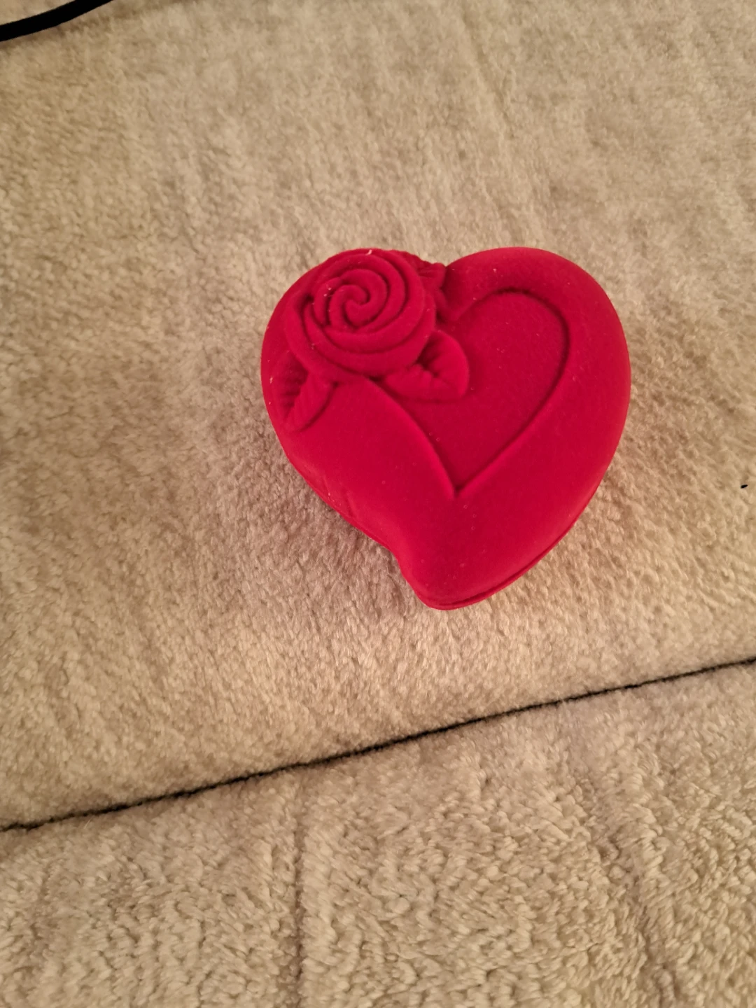 Red Heart Shaped Jewelry Box with Rose Detail