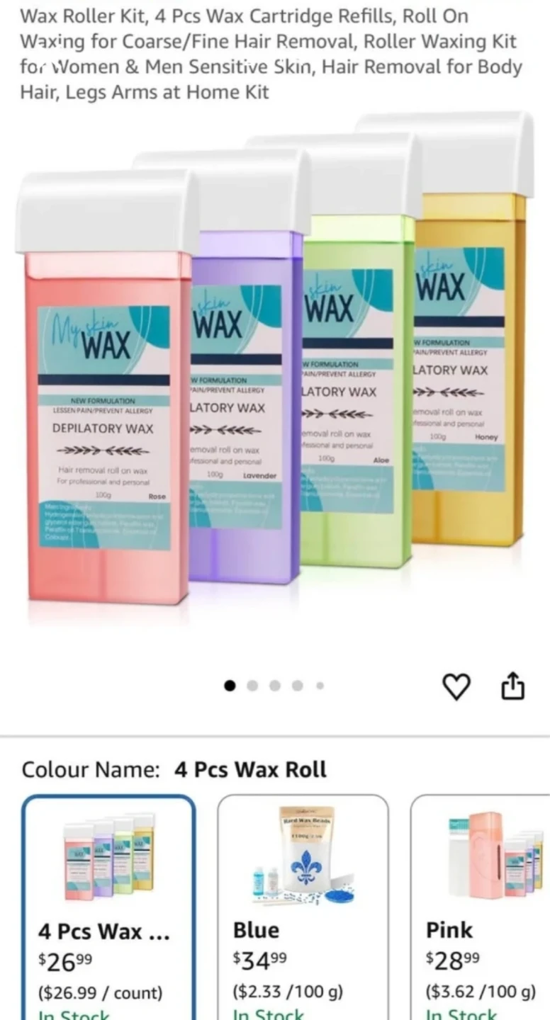 MySkinWax 3 Pcs Wax Roller Kit - Depilatory Wax Refills - photo 2
