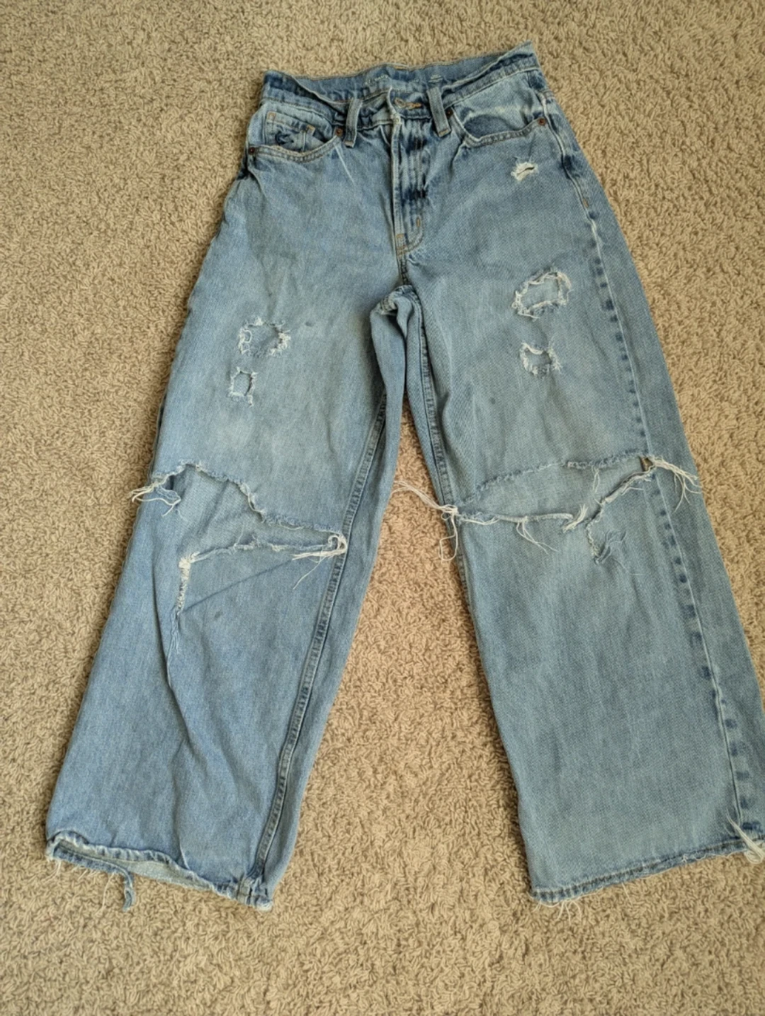 Old Navy Distressed Wide Leg Jeans Size 0