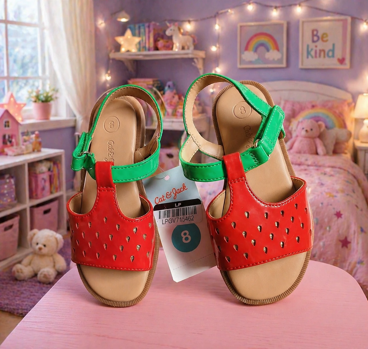 Cat & Jack Toddler Girls Strawberry Sandals Size 8